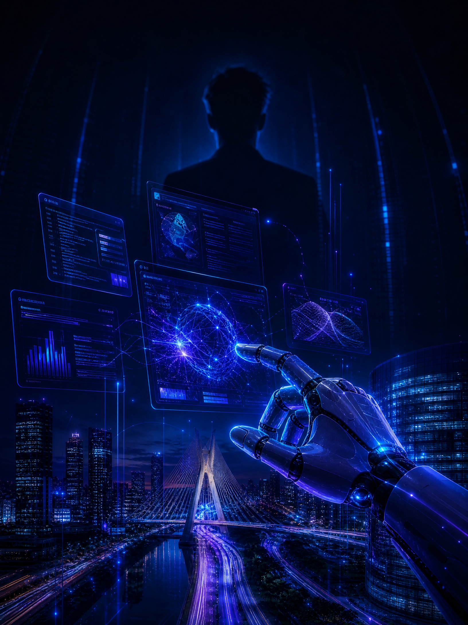 Agente de inteligência artificial trabalhando em aplicativos
